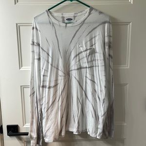 Mens Old Navy Long Sleeve T-Shirt, Size Large, White tie dye